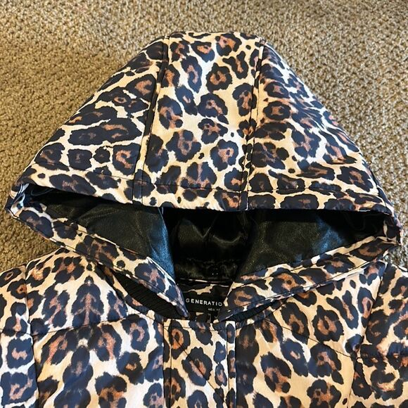 GENERATION LOVE WOMENS HOODED LEOPARD PRINT PUFFER LIGHT JACKET - Picture 5 of 9